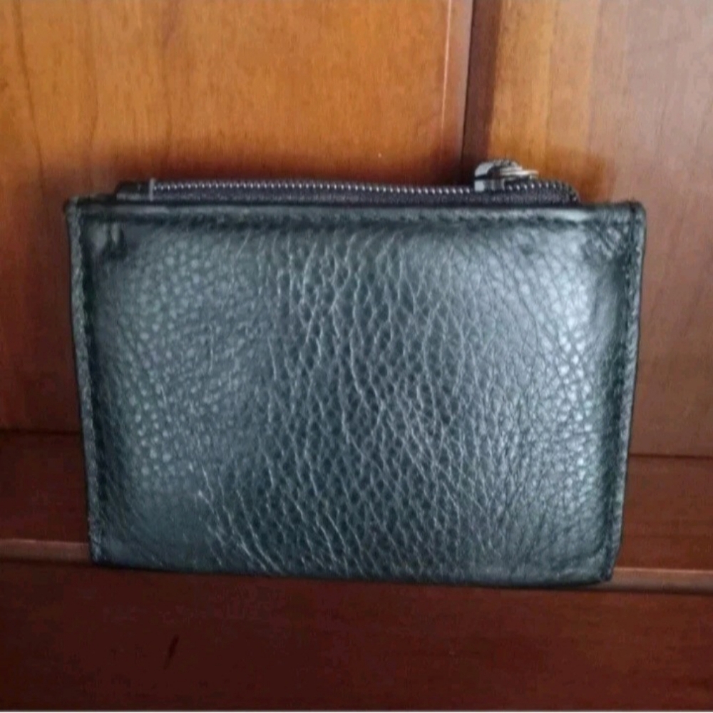 Brighton Black Pebbled Leather Change Coin Purse Wallet Zip Top 3 x 4" - Picture 2 of 7